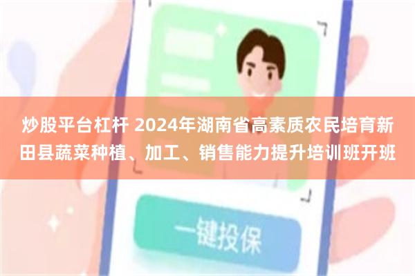 炒股平台杠杆 2024年湖南省高素质农民培育新田县蔬菜种植、加工、销售能力提升培训班开班