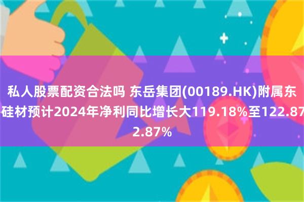 私人股票配资合法吗 东岳集团(00189.HK)附属东岳硅材预计2024年净利同比增长大119.18%至122.87%